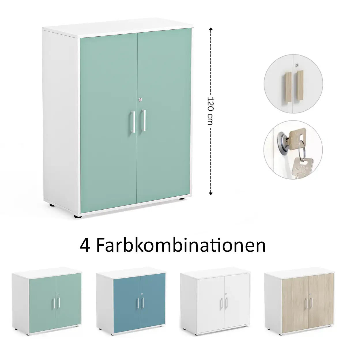abschließbarer Flügeltürenschrank mit Einlageboden